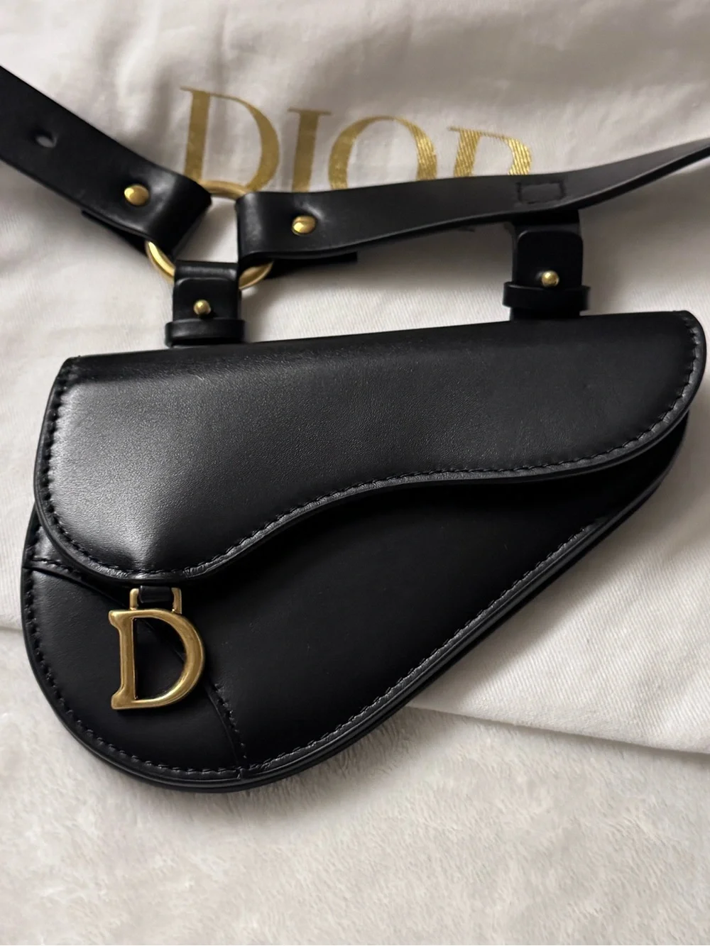 DIOR Saddle Removable Pouch Belt • Black Ultrasmooth Calfskin and Goatskin